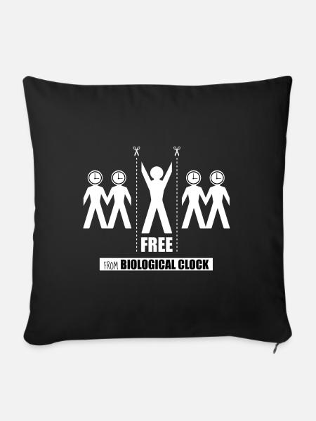 Frei von biologischer Uhr - Sofakissenbezug 45 x 45 cm - Schwarz