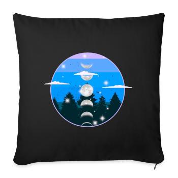 Forest Nature Moon Phase Moon Mystical - Sofa pillowcase 17,3'' x 17,3'' (45 x 45 cm) - black - Front