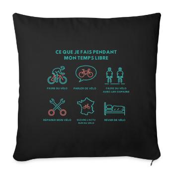 Cyclist Passion Humor Cycling - Sofa pillowcase 17,3'' x 17,3'' (45 x 45 cm) - black - Front