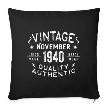 Novembre 1940 Cadeau d'anniversaire en novembre 1940 - Housse de coussin décorative 45 x 45 cm - noir - Devant