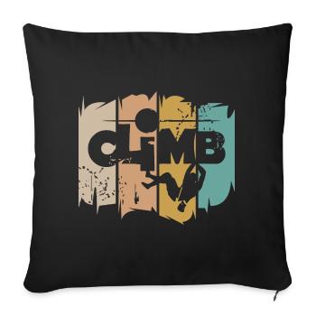 escalade rétro bloc icône grimpeur vintage - Housse de coussin décorative 45 x 45 cm - noir - Devant