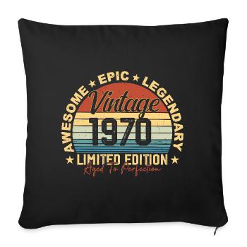 Rétro 1970 ' s Vintage Anniversaire 1970 ' s Cadeau 1970 - Housse de coussin décorative 45 x 45 cm - noir - Devant