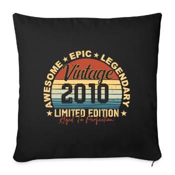 Rétro 2010 Vintage Anniversaire 2010 Cadeau 2010 - Housse de coussin décorative 45 x 45 cm - noir - Devant