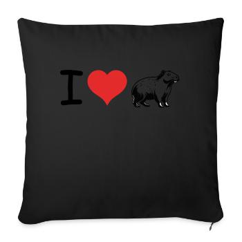 J’aime Capybara Citation - Pet Design - Housse de coussin décorative 45 x 45 cm - noir - Devant