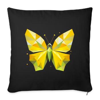 bright yellow lemon butterfly in modern style - Sofa pillowcase 17,3'' x 17,3'' (45 x 45 cm) - black - Front