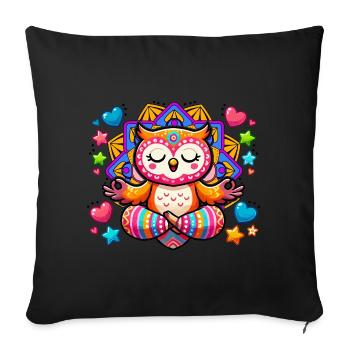 Meditierende Eule Mandala Yoga Meditation - Sofakissenbezug 45 x 45 cm - Schwarz - Vorne