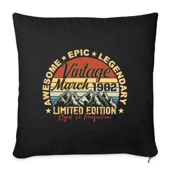 Mars 1982 Anniversaire, Cadeau d’anniversaire Mars 1982 - Housse de coussin décorative 45 x 45 cm - noir - Devant