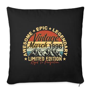 Mars 1996 Anniversaire, Cadeau d’anniversaire Mars 1996 - Housse de coussin décorative 45 x 45 cm - noir - Devant