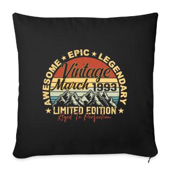 Mars 1993 Anniversaire, Cadeau d’anniversaire Mars 1993 - Housse de coussin décorative 45 x 45 cm - noir - Devant