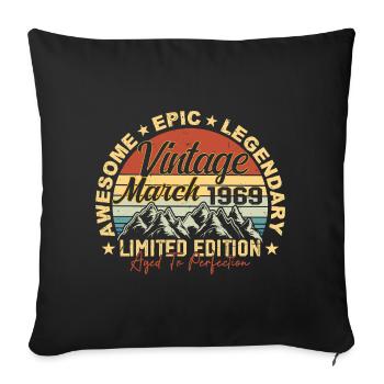 Mars 1969 Anniversaire, Cadeau d’anniversaire Mars 1969 - Housse de coussin décorative 45 x 45 cm - noir - Devant