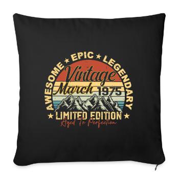 Mars 1975 Anniversaire, Cadeau d’anniversaire Mars 1975 - Housse de coussin décorative 45 x 45 cm - noir - Devant