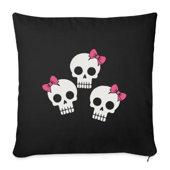 Cute Skull with Bows - Sofa pillowcase 17,3'' x 17,3'' (45 x 45 cm) - black - Front