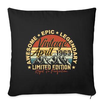 Cadeau 62ème anniversaire Millésime Avril 1963 - Housse de coussin décorative 45 x 45 cm - noir - Devant