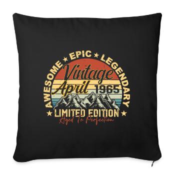 Cadeau 60ème anniversaire Millésime Avril 1965 - Housse de coussin décorative 45 x 45 cm - noir - Devant