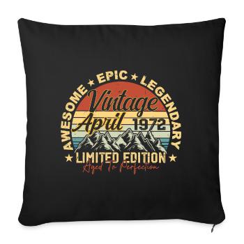 Cadeau 53ème anniversaire Millésime Avril 1972 - Housse de coussin décorative 45 x 45 cm - noir - Devant