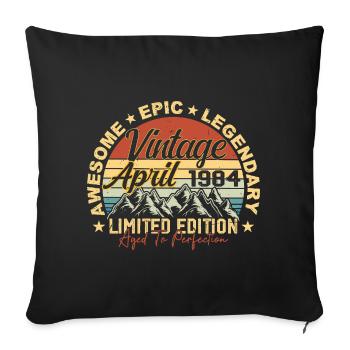 Cadeau 41ème anniversaire Millésime Avril 1984 - Housse de coussin décorative 45 x 45 cm - noir - Devant