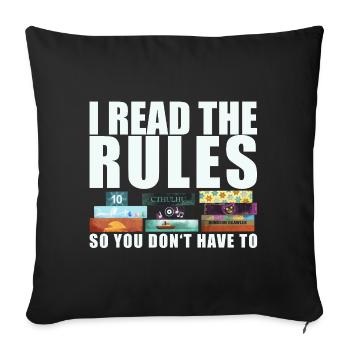 Board Games Funny Saying - Rules Read - Sofa pillowcase 17,3'' x 17,3'' (45 x 45 cm) - black - Front