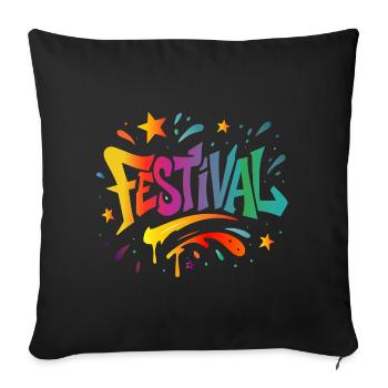 Festival – Colourful energy in graffiti style - Sofa pillowcase 17,3'' x 17,3'' (45 x 45 cm) - black - Front