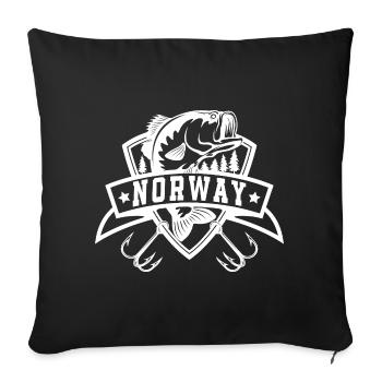 Norvège Pêche - Housse de coussin décorative 45 x 45 cm - noir - Devant