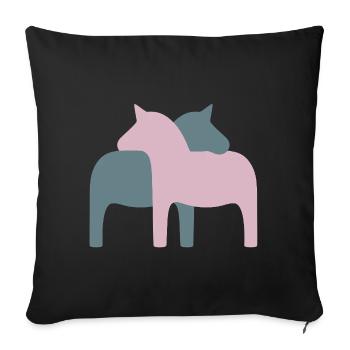 Dala Horse Couple Horses Love Wedding Decoration Love - Sofa pillowcase 17,3'' x 17,3'' (45 x 45 cm) - black - Front