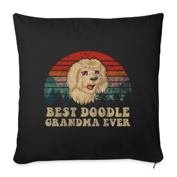 Meilleur t-shirt Doodle grand-mère - Housse de coussin décorative 45 x 45 cm - noir - Devant