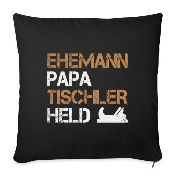 Mari Papa Charpentier Héros Menuisier Artisan - Housse de coussin décorative 45 x 45 cm - noir - Devant