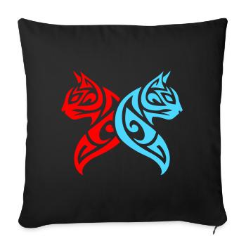 Cats Tribal Cat Design - Sofa pillowcase 17,3'' x 17,3'' (45 x 45 cm) - black - Front