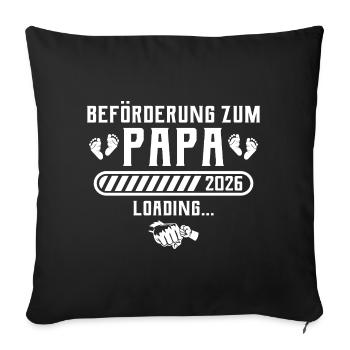 Papa 2026 annonce grossesse père - Housse de coussin décorative 45 x 45 cm - noir - Devant