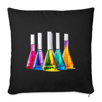 Des flacons de laboratoire colorés dans un jeu de couleurs - Housse de coussin décorative 45 x 45 cm - noir - Devant