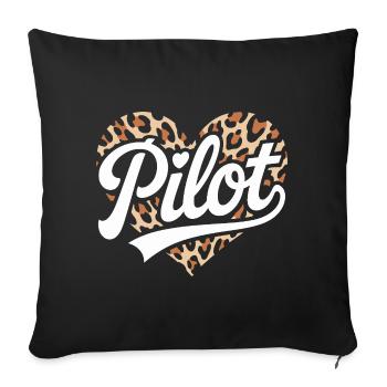 Leopard design with a heart for female pilots - Sofa pillowcase 17,3'' x 17,3'' (45 x 45 cm) - black - Front
