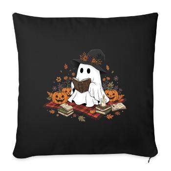 Witch Witch with Pumpkins and Magic Book - Sofa pillowcase 17,3'' x 17,3'' (45 x 45 cm) - black - Front