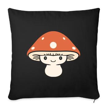 Kawaii orange polka dot mushroom - Sofa pillowcase 17,3'' x 17,3'' (45 x 45 cm) - black - Front
