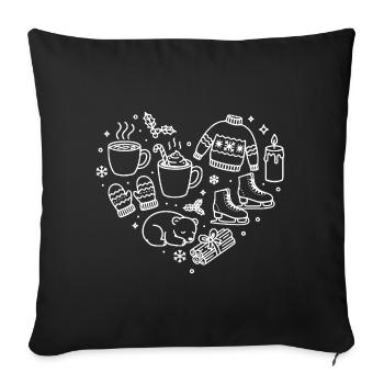 Winter Herz  - Sofakissenbezug 45 x 45 cm - Schwarz - Vorne