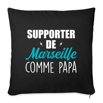 Enfant Humour Marseillais Supporter de Marseille - Housse de coussin décorative 45 x 45 cm - noir - Devant