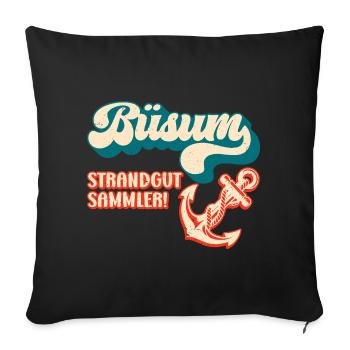 Vacances à la mer du Nord BÜSUM STRANDGUT SAMMLER Lustig - Housse de coussin décorative 45 x 45 cm - noir - Devant