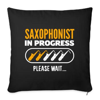 Jazz saxophone funny saxophonist in progress - Sofa pillowcase 17,3'' x 17,3'' (45 x 45 cm) - black - Front