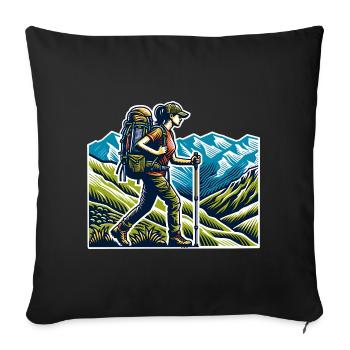 Hiker Hiking - Sofa pillowcase 17,3'' x 17,3'' (45 x 45 cm) - black - Front