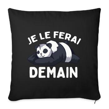 I'll Do It Tomorrow Lazy Panda Humor - Sofa pillowcase 17,3'' x 17,3'' (45 x 45 cm) - black - Front