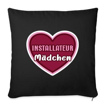 Installatrice Assistante Installatrice Fille Enfant Stagiaire - Housse de coussin décorative 45 x 45 cm - noir - Devant