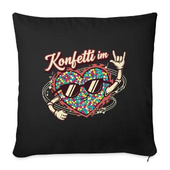 Confettis dans le cœur - Cadeau drôle - Housse de coussin décorative 45 x 45 cm - noir - Devant