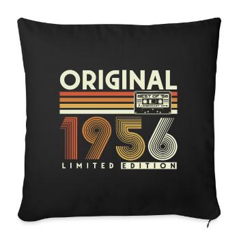 Cadeau original de 70e anniversaire vintage 1956 - Housse de coussin décorative 45 x 45 cm - noir - Devant