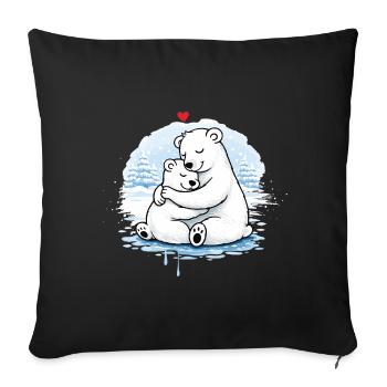 Cuddling polar bears in winter – a loving motif - Sofa pillowcase 17,3'' x 17,3'' (45 x 45 cm) - black - Front