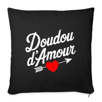 Doudou D'amour Saint valentin Couple - Housse de coussin décorative 45 x 45 cm - noir - Devant