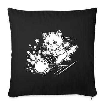 Bowling Kawaii Cat - Housse de coussin décorative 45 x 45 cm - noir - Devant