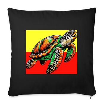 tortue - Housse de coussin décorative 45 x 45 cm - noir - Devant