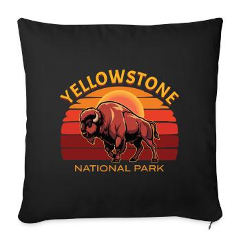 Bisons de buffle du parc national de Yellowstone - Housse de coussin décorative 45 x 45 cm - noir - Devant