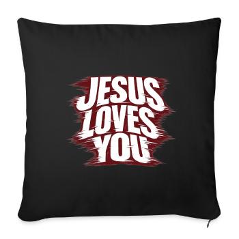 Jésus t’aime - Housse de coussin décorative 45 x 45 cm - noir - Devant