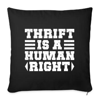 La friperie est un droit humain pour l’amour de la friperie - Housse de coussin décorative 45 x 45 cm - noir - Devant