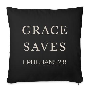 ARRÊTS GRACE | Éphésiens 2 verset 8 | Christian - Housse de coussin décorative 45 x 45 cm - noir - Devant