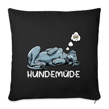 Hundemüde Deutsche Dogge Doggen Doggenbesitzer  - Sofakissenbezug 45 x 45 cm - Schwarz - Vorne